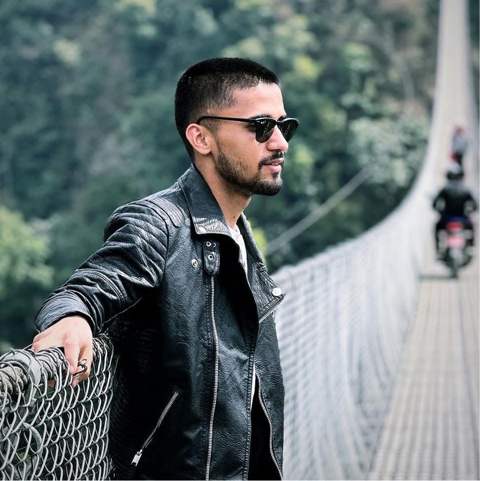 Hirdaya Sharma at Phalebas Kurgha Suspension Bridge